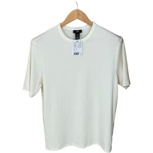 H&M Ribbed Crewneck Short Sleeve T-Shirt - Off-White